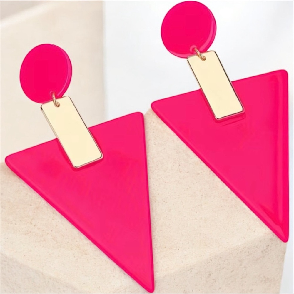 Pink and Gold Geometric Earrings